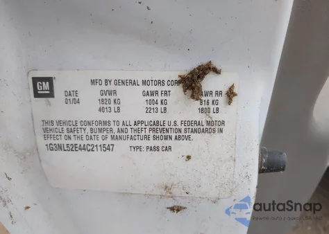 2004 Oldsmobile Alero Gl1 from USA, damaged, VIN 1G3NL52E44C211547